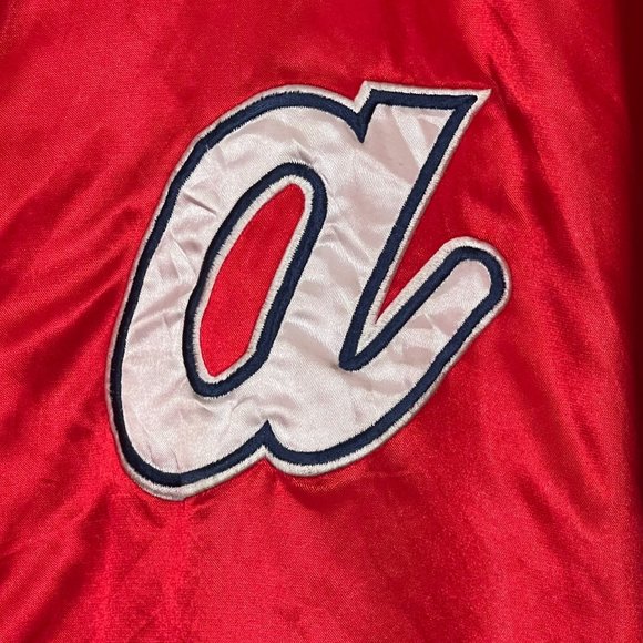 Atlanta Braves Jacket XL Satin Bomber Red Blue Cooperstown Collection G-III - Picture 6 of 16